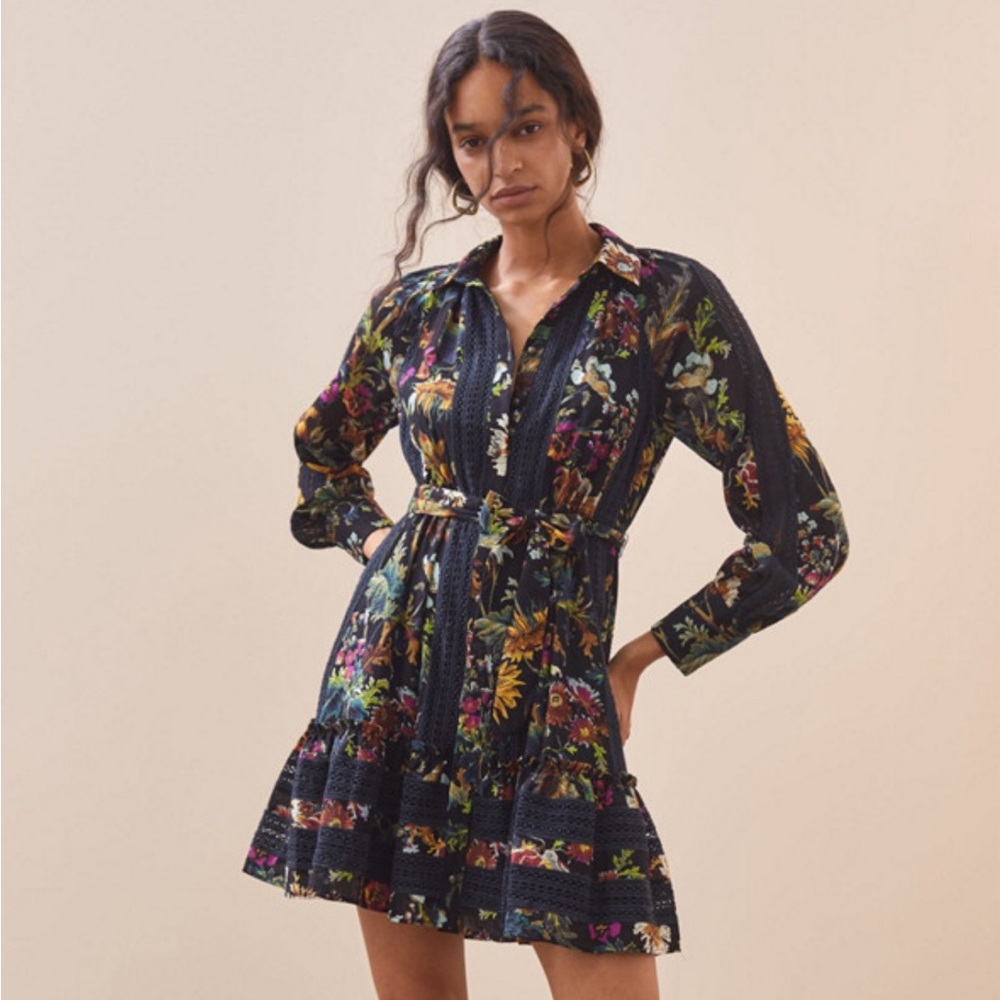 Anthropologie Floral and Lace Dress - Size Small